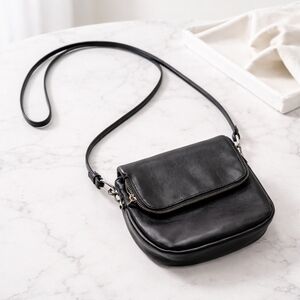 Lily & Ivy Black Crossbody Bag | Minimalist Faux Leather Everyday Purse
